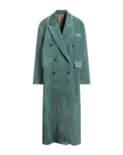 Uma Wang Woman Coat Turquoise Size L Cotton, Linen