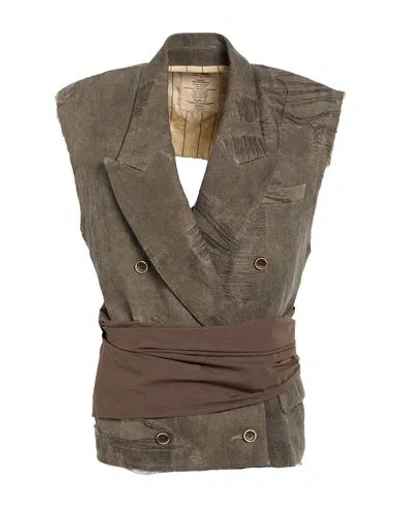 Uma Wang Woman Jacket Charcoal Size M Cotton, Linen In Multi