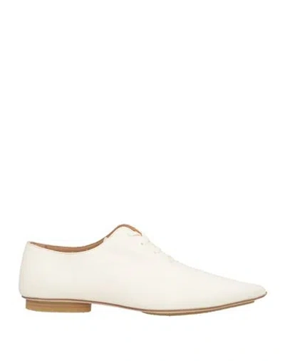 Uma Wang Woman Lace-up Shoes Ivory Size 8 Calfskin In White