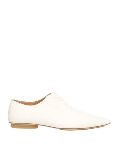 Uma Wang Woman Lace-up Shoes Ivory Size 8 Calfskin In White