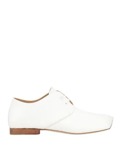 Uma Wang Woman Lace-up Shoes White Size 8 Calfskin