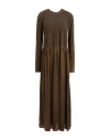 Uma Wang Woman Maxi Dress Brown Size L Cotton, Elastane, Silk