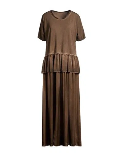 Uma Wang Woman Maxi Dress Brown Size M Cotton, Elastane In Burgundy