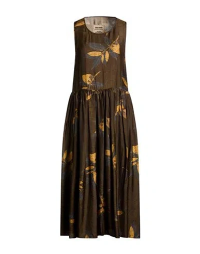 Uma Wang Woman Maxi Dress Brown Size M Viscose, Cupro