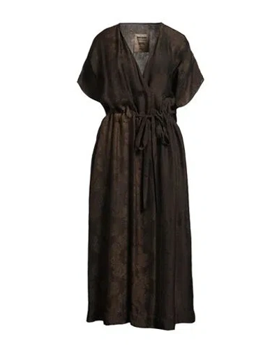 Uma Wang Woman Maxi Dress Dark Brown Size M Viscose, Cupro