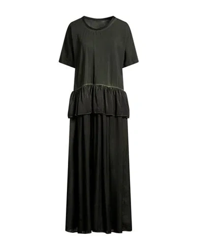 Uma Wang Woman Maxi Dress Dark Green Size M Cotton, Elastane In Gray