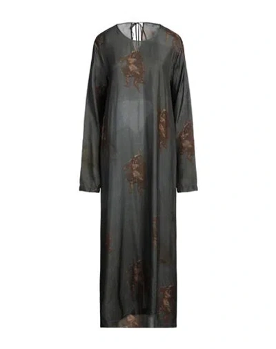 Uma Wang Woman Maxi Dress Dark Green Size S Viscose, Cupro