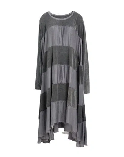 Uma Wang Woman Maxi Dress Gunmetal Size S Cotton, Elastane, Silk In Gray