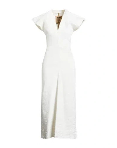 Uma Wang Woman Maxi Dress Ivory Size S Linen, Viscose, Elastane In Red
