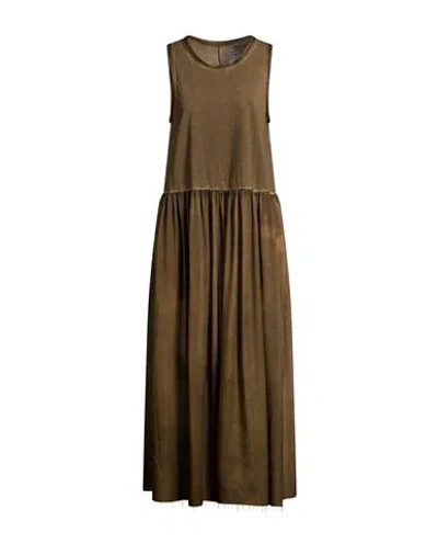 Uma Wang Woman Maxi Dress Military Green Size M Cotton, Silk