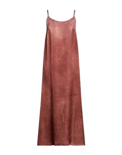 Uma Wang Woman Maxi Dress Rust Size S Cupro In Brown
