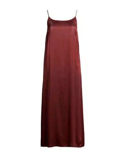 Uma Wang Woman Maxi Dress Rust Size S Silk, Elastane In Red