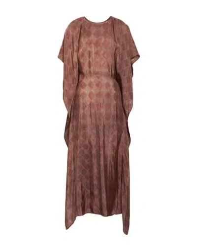 Uma Wang Woman Maxi Dress Rust Size S Viscose, Cupro In Animal Print