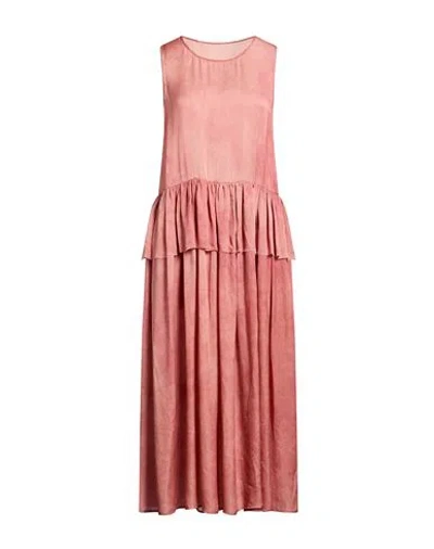 Uma Wang Woman Maxi Dress Salmon Pink Size S Cupro In Black