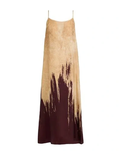 Uma Wang Woman Maxi Dress Sand Size S Viscose, Cupro In Brown