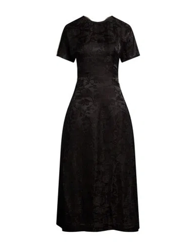 Uma Wang Woman Midi Dress Black Size M Linen, Silk, Cotton In Blue