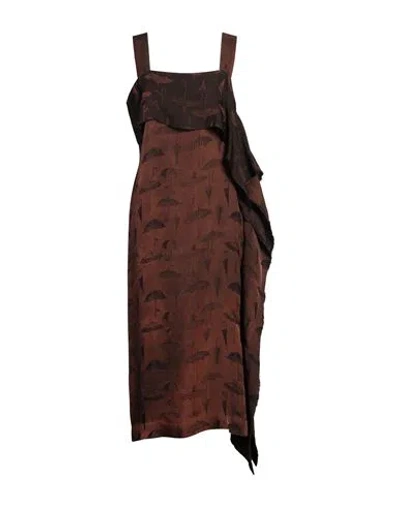 Uma Wang Woman Midi Dress Brown Size L Viscose