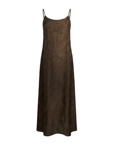 Uma Wang Woman Midi Dress Brown Size S Viscose, Cupro