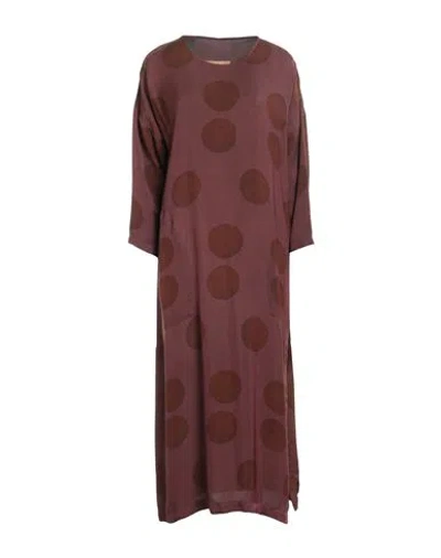 Uma Wang Woman Midi Dress Burgundy Size M Viscose In Brown
