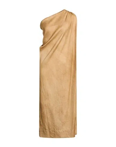 Uma Wang Woman Midi Dress Camel Size M Cotton, Silk In Sand