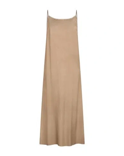 Uma Wang Woman Midi Dress Camel Size M Silk In Sand