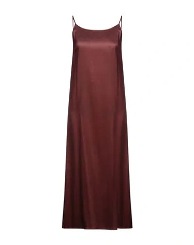 Uma Wang Woman Midi Dress Chocolate Brown Size M Silk, Elastane