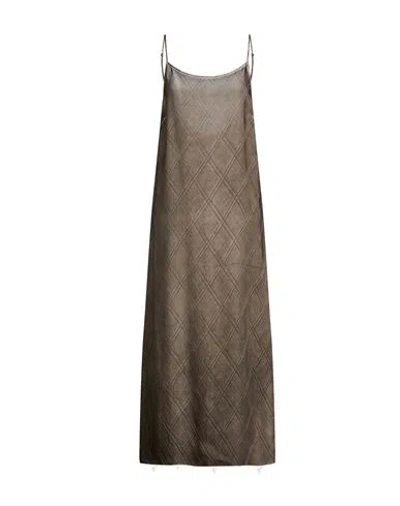 Uma Wang Woman Midi Dress Grey Size M Silk In Gray