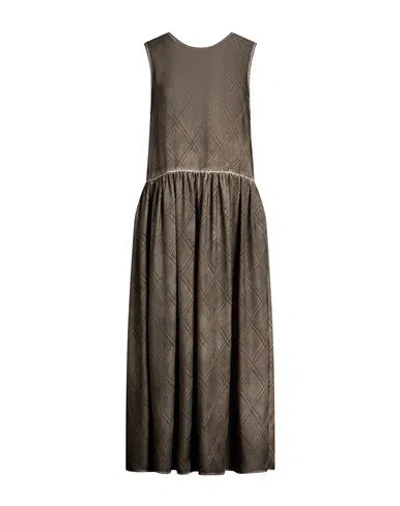 Uma Wang Woman Midi Dress Grey Size M Silk In Gray