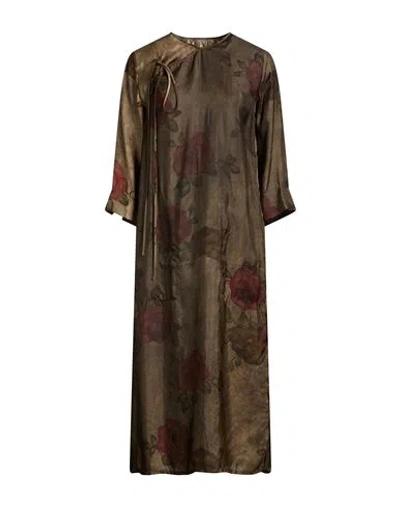 Uma Wang Woman Midi Dress Military Green Size M Viscose, Cupro