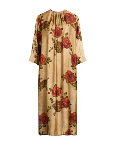 Uma Wang Woman Midi Dress Sand Size L Viscose, Cupro