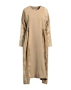 Uma Wang Panelled Long-sleeve Midi Dress In Beige