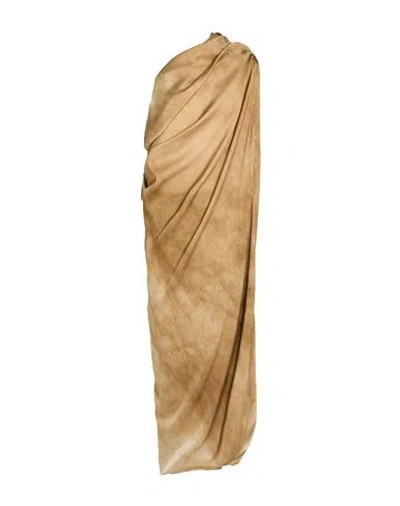 Uma Wang Woman Midi Dress Sand Size M Silk, Elastane In Beige