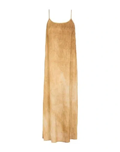Uma Wang Woman Midi Dress Sand Size S Silk, Elastane In Brown