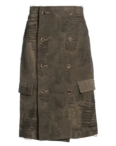 Uma Wang Woman Midi Skirt Charcoal Size M Cotton, Linen In Green