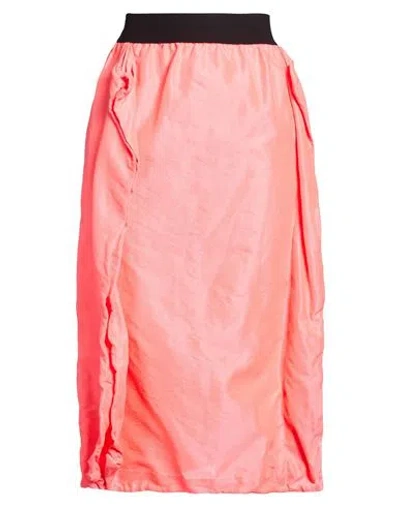 Uma Wang Woman Midi Skirt Coral Size M Polyester, Polyamide In Pink
