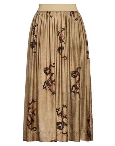 Uma Wang Woman Midi Skirt Khaki Size M Viscose, Cupro In Neutral