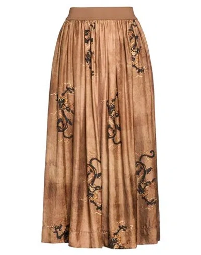 Uma Wang Woman Midi Skirt Light Brown Size S Viscose, Cupro In Neutral