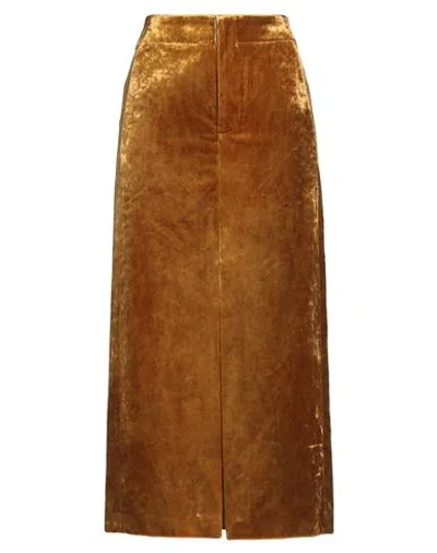 Uma Wang Woman Midi Skirt Marigold Size S Viscose, Polyester, Cotton In Brown