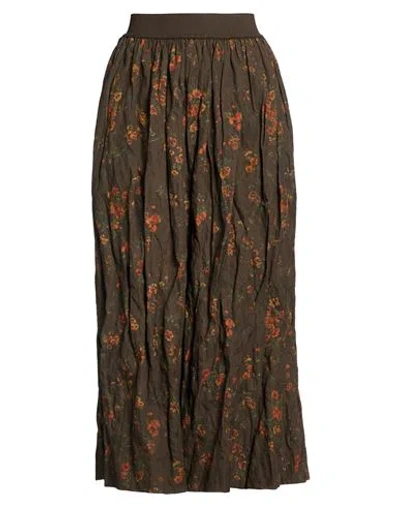 Uma Wang Woman Midi Skirt Military Green Size M Cotton, Metallic Fiber