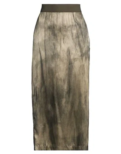 Uma Wang Woman Midi Skirt Military Green Size S Silk, Elastane