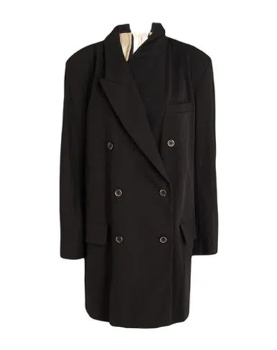 Uma Wang Woman Overcoat & Trench Coat Black Size L Cotton