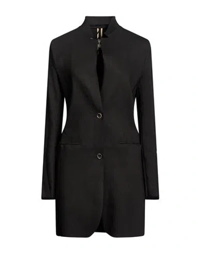 Uma Wang Woman Overcoat & Trench Coat Black Size L Linen, Viscose, Elastane