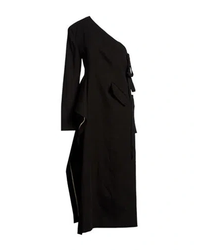 Uma Wang Woman Overcoat & Trench Coat Black Size M Linen, Viscose, Elastane