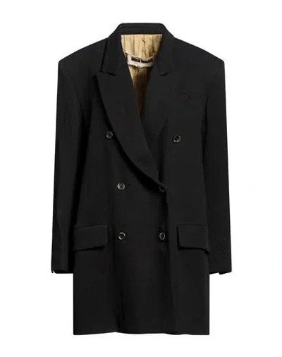 Uma Wang Woman Overcoat & Trench Coat Black Size S Linen