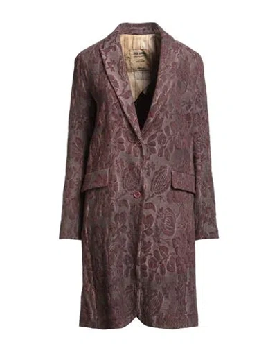 Uma Wang Woman Overcoat & Trench Coat Burgundy Size Xl Linen, Cotton, Silk