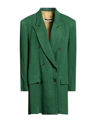 Uma Wang Woman Overcoat & Trench Coat Green Size L Linen
