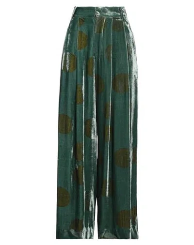 UMA WANG UMA WANG WOMAN PANTS GREEN SIZE XS VISCOSE, SILK