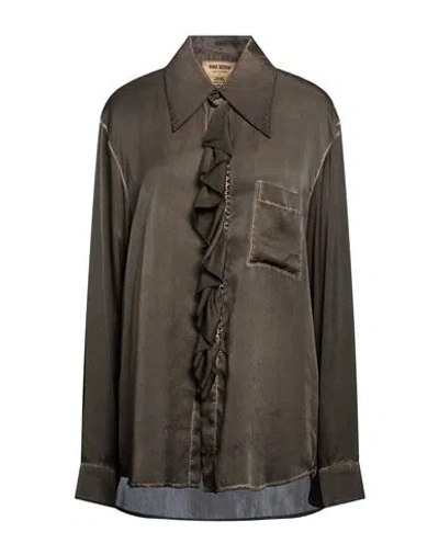 Uma Wang Woman Shirt Dark Brown Size L Silk In Gray