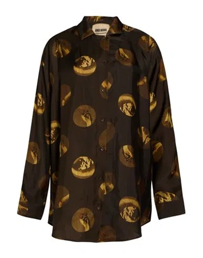 Uma Wang Woman Shirt Dark Brown Size M Viscose, Cupro