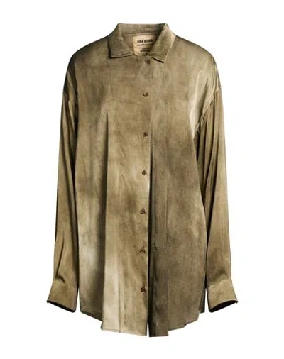 Uma Wang Woman Shirt Military Green Size M Silk, Elastane